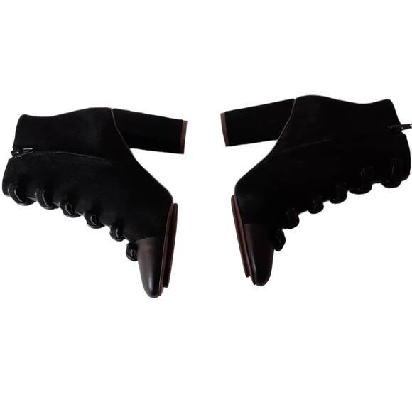 NEW SEE BY CHLOE Boot Size 6.5 Victorian Style Side Zip Block Heel Black Leather - Picture 7 of 14